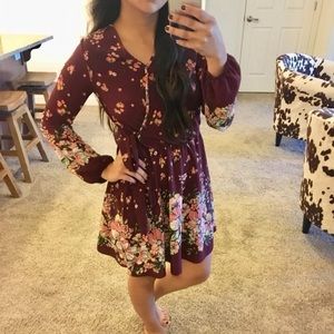 NWOT floral burgundy dress
